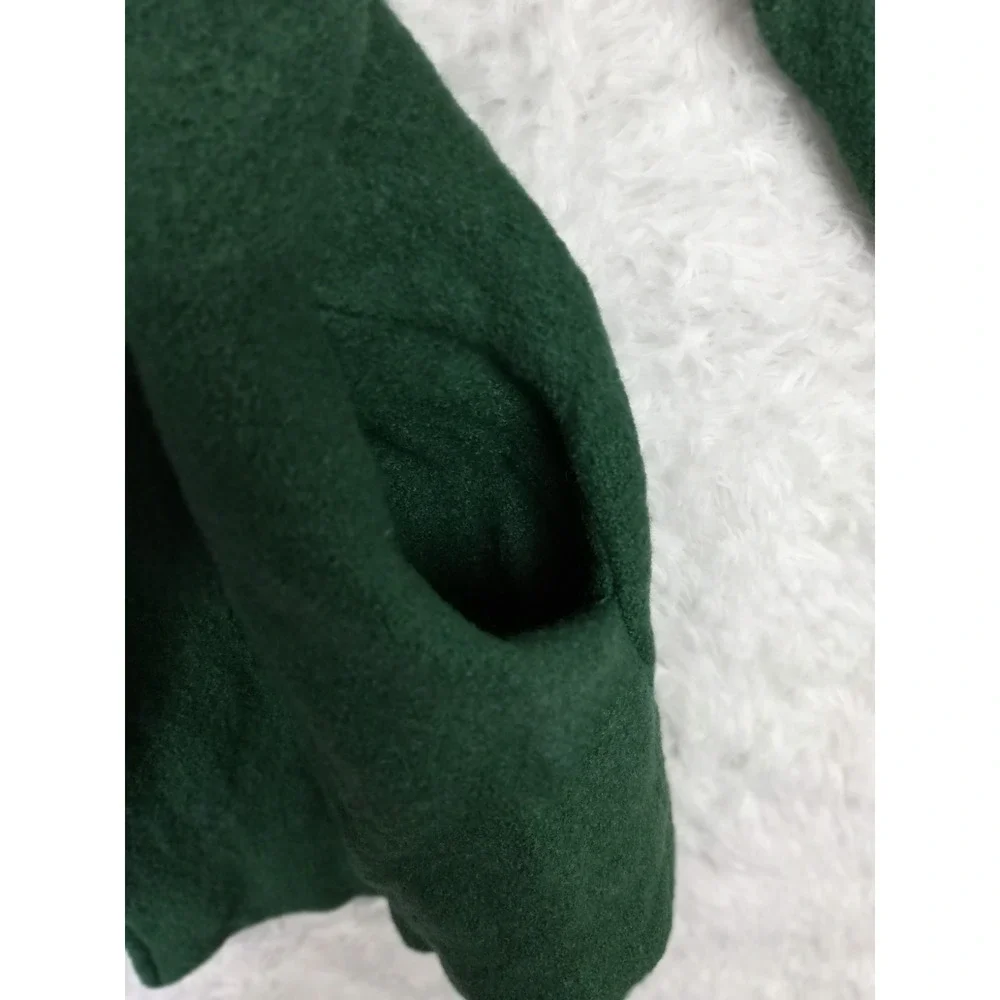 Rachel Zoe Womens Cardigan Jacket Wool Blend Dark Green Open Front Textured XL
